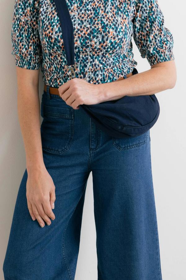 Cotton Twill Crossbody Bag Navy
