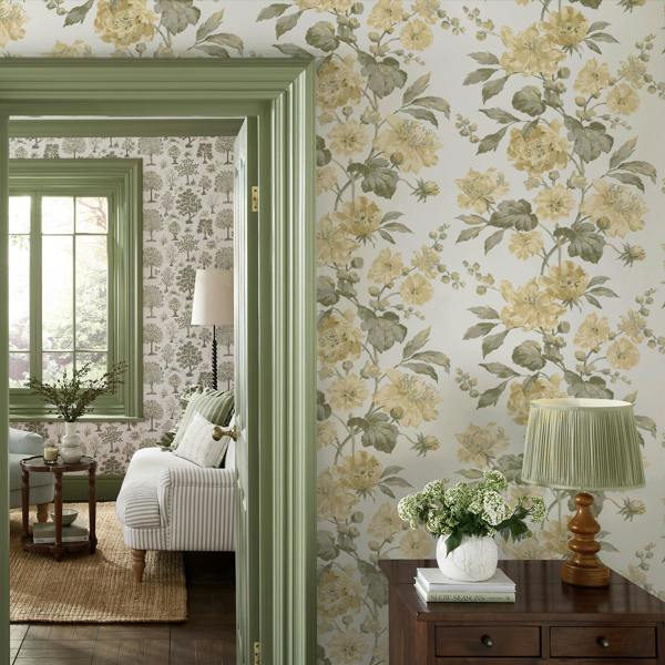 Laura Ashley Romilly Butter Yellow Wallpaper
