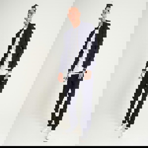 Barneys Originals Men's Navy Goat Suede Bomber Jacket