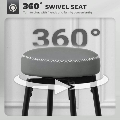 Wyld Haus Relura Faux Leather Grey And Black Bar Stools Set Of 2 With Footrests