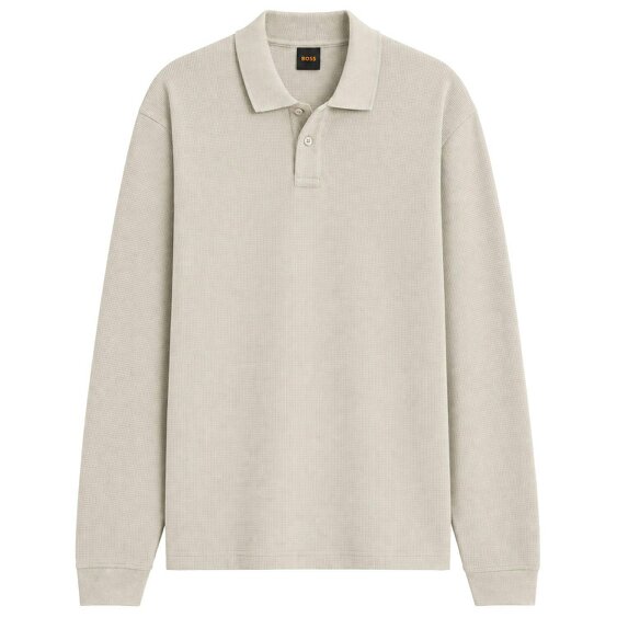 Boss Petempestolong 1 Waffle LS Polo - Light Beige