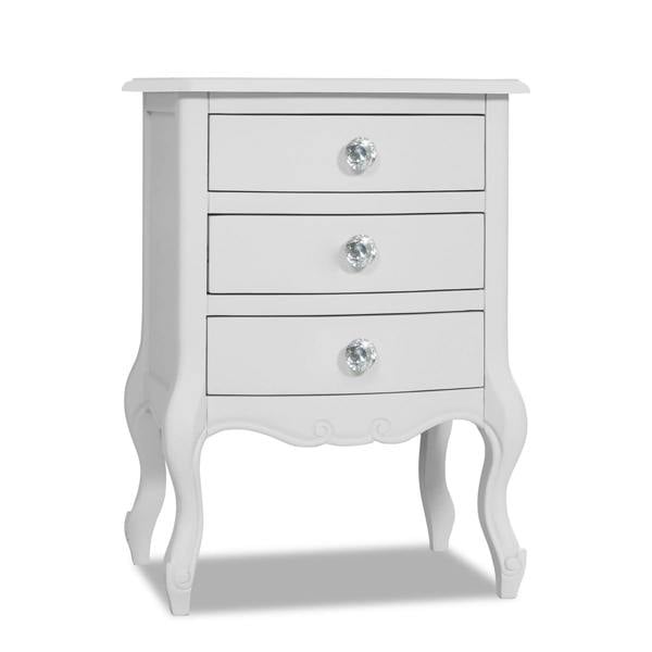 Statement Furniture Juliette Vintage Chic 3 Drawer Bedside Table with Crystal Handles