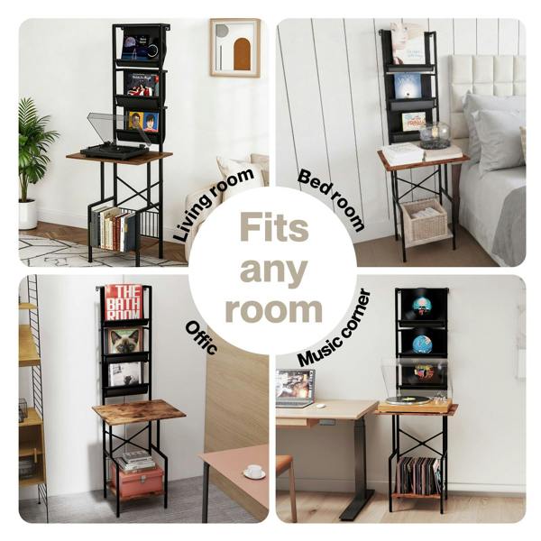 Levede Record Stand Player Display Storage Shelf Cabinet 2 Shelves 3 Racks