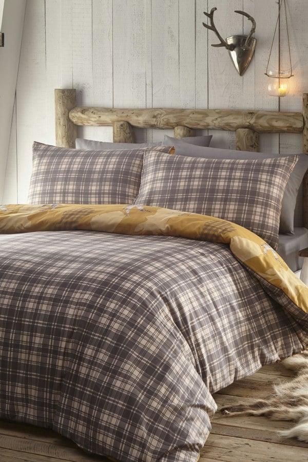 Portfolio Home Tartan Stag Print Duvet Cover Set