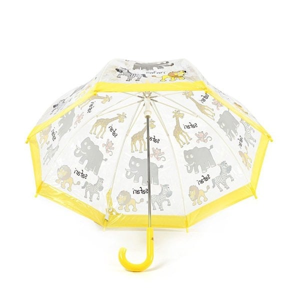 Bugzz Clear Safari Print Kids Umbrella Under Canopy