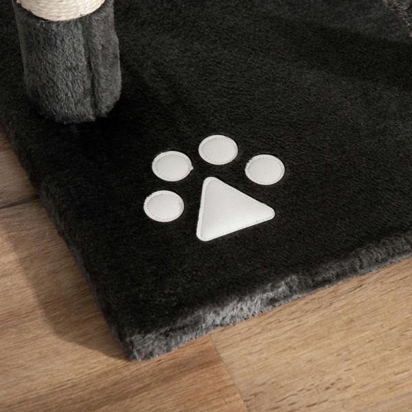 Dark grey plush base pad with white paw-print patch