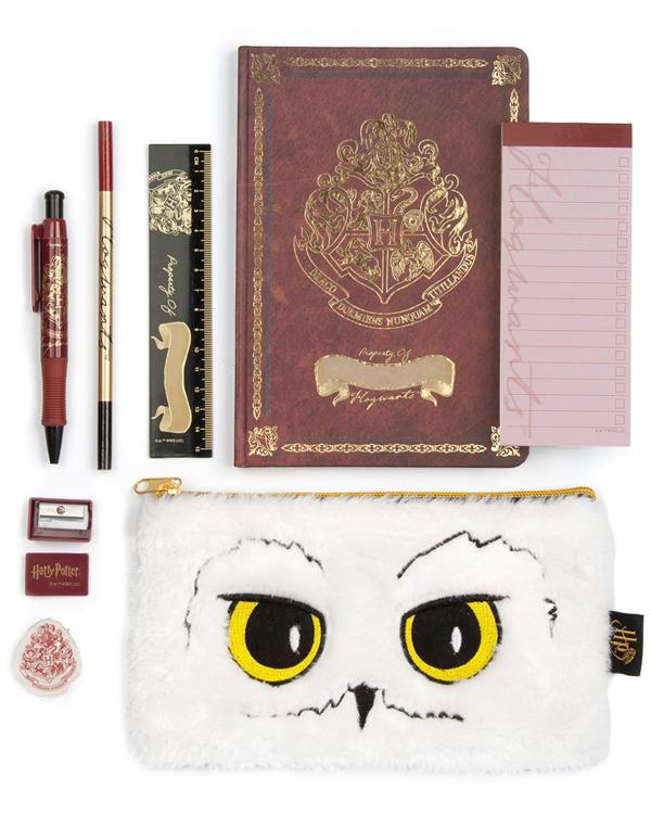 Harry Potter Womens Red Hedwig Hogwarts Crest Logo Stationery Set (One Size)