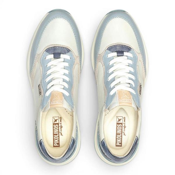 Arrecife - Women's Denim Blue Leather Lace Up Sneakers - Pikolinos - 7