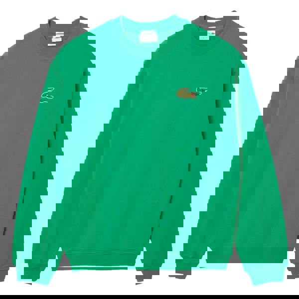 Lacoste Unisex Adult Accent Badge Fleece Loose Fit Sweatshirt - Green - 