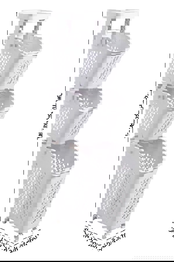 Living and Home 3-Tier Storage Rack Laundry Baskets with Casters