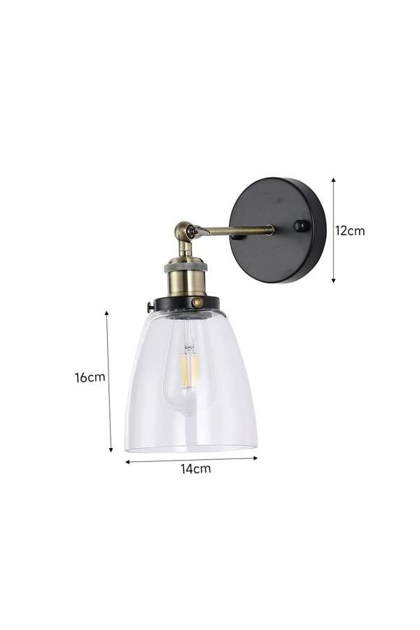 Living and Home 14cm W x 16cm H Industrial 1-Light Armed Sconce with Clear Glass Shade