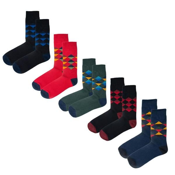 Jemsox 5pk Diamonds Are Forever - Organic Cotton Comfort Welt Socks (One Size UK 6-9)