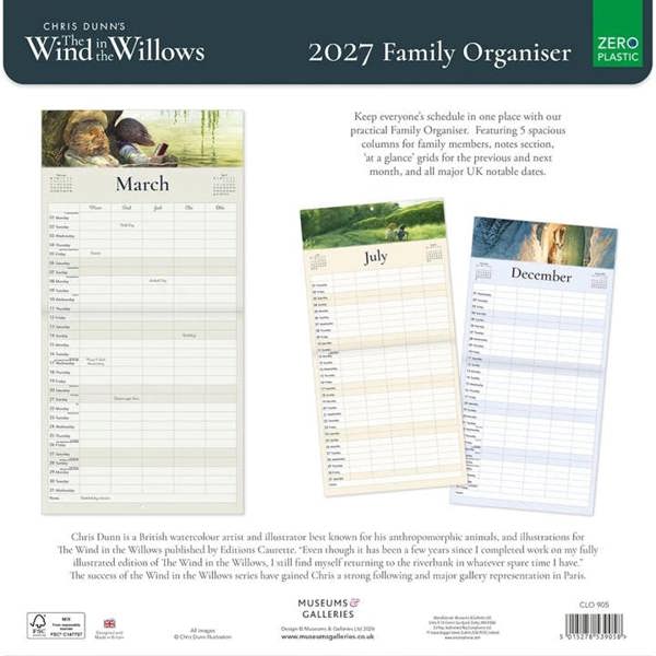 Wind in the Willows Family Organiser 2027, Family Planners, Month To View, History & Literature, Gift