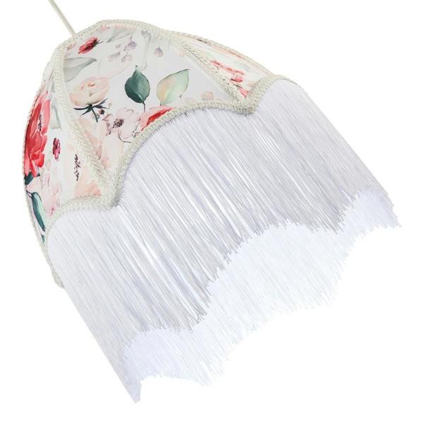 1920s Vintage Lamp Shade with Pastel Pink and Green Floral Decoration Image 4