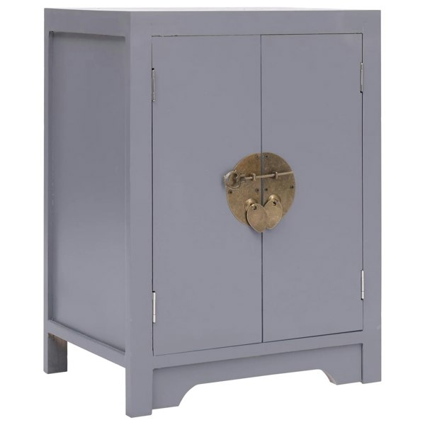 Berkfield Bedside Cabinet Grey 38x28x52 cm Paulownia Wood