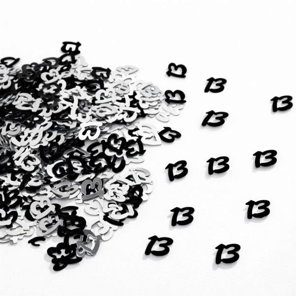 13th Birthday Black and Silver Metallic Confetti Decoration Pack, Table Party Decor image 3