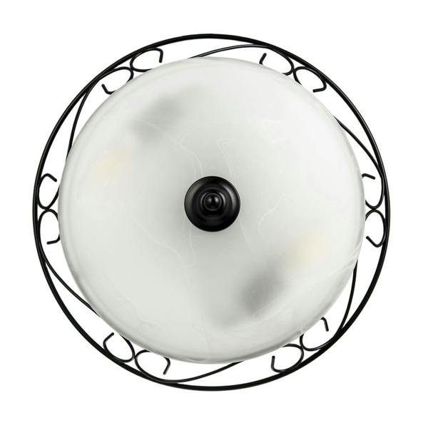 Traditional Matte Black Flush Ceiling Light with Alabaster Glass Image 3