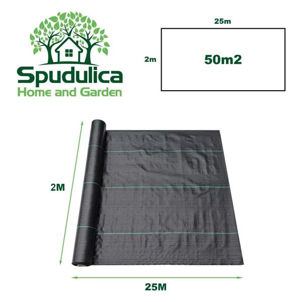 Spudulica Home & Garden Weed Control Fabric Roll 50m² 100gsm – Heavy Duty Garden Weed Membrane