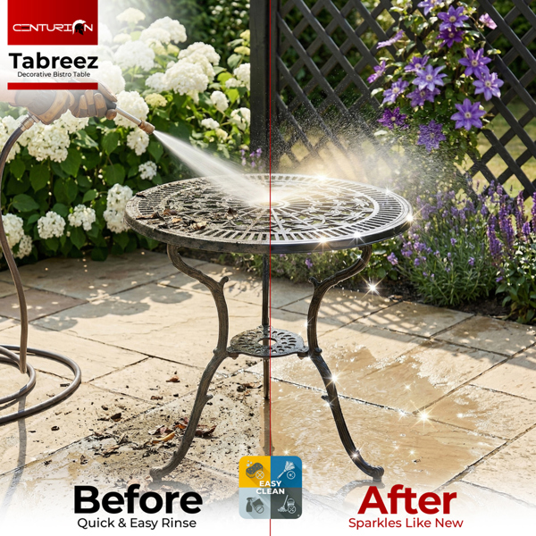 Centurion Supports TABREEZ Garden and Patio Black Cast Aluminium Bistro Table
