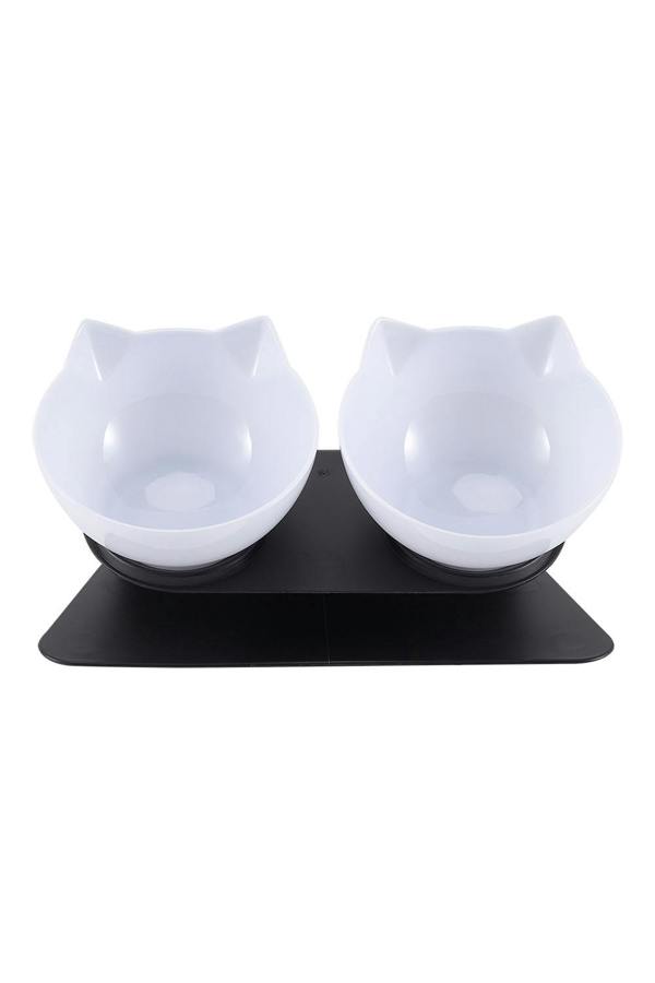 Living and Home 15° Tilted Elevated Feeder with Double Cat Bowls