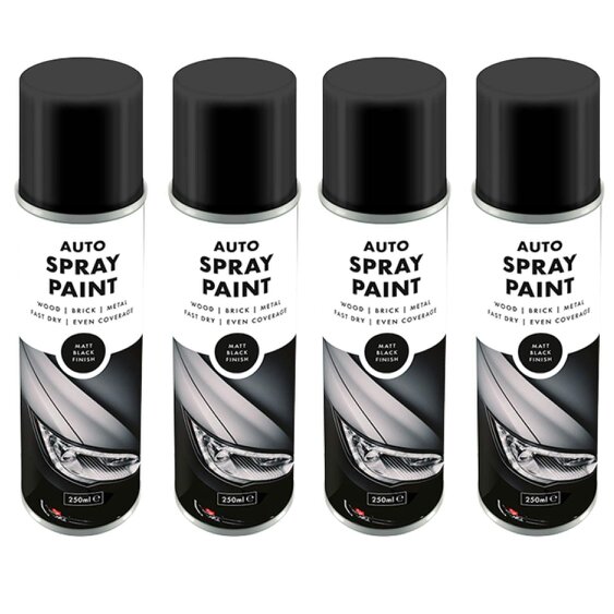 Overlay 4X Overlay Matt Black Auto Professional Spray Paint 250ml