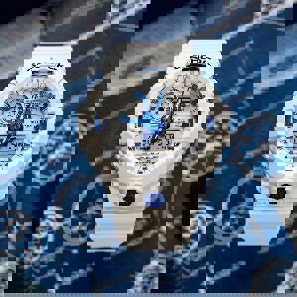 Casio Mens G-Shock Marvel Studios Fantastic Four White & Blue Dial Dual Display Watch GA-700HDS-7AER