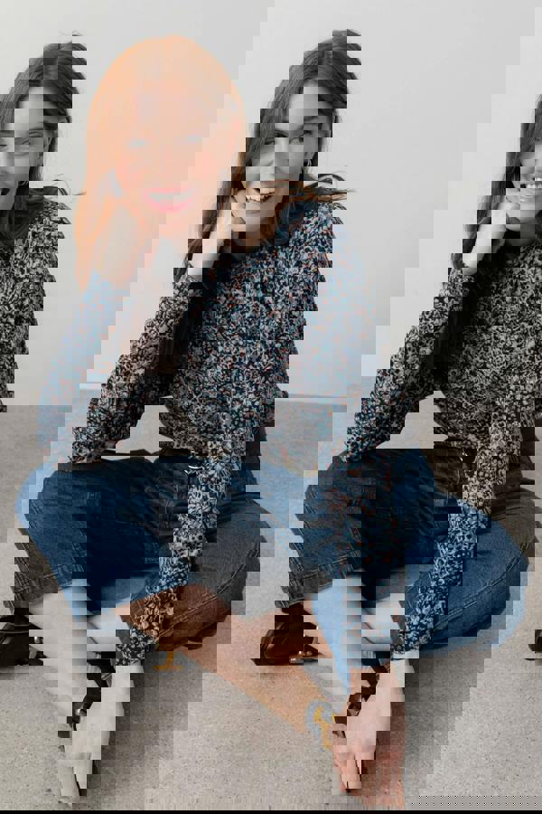 Bayberry Batwing Printed Top Sea Mist | Lily and Me Clothing