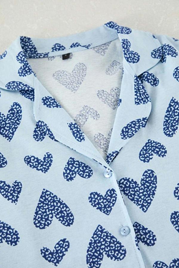 WOVCOR 2-Piece Cotton Leopard Heart Knit Pajama Set