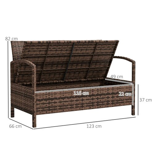 Wyld Haus Rarette Rattan Brown Garden Storage Bench With Cushion 125L Capacity