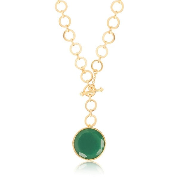 Lila Rasa Emerald Green Crystal Pendant With Loop Chain & T-Lock