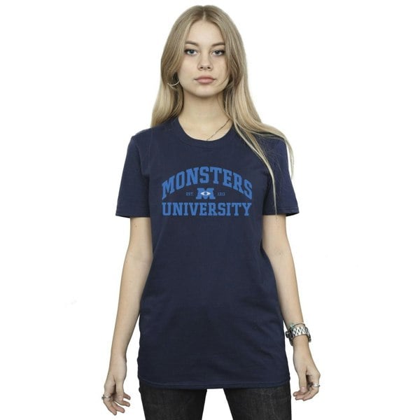 Disney Womens/Ladies Monsters University Logo Cotton Boyfriend T-Shirt - Navy Blue