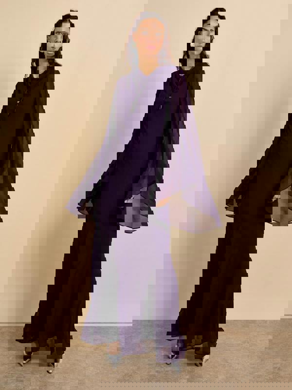 GWD Aisha Deep Purple Floaty Sleeve Maxi Dress