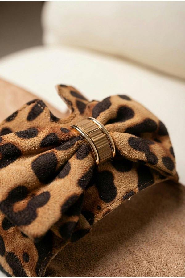 Saoirse Leopard Print Bow Detail Cork - Leopard