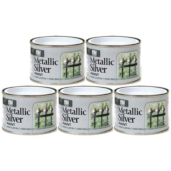 151 5X Metallic Silver Paint Tin 180ml