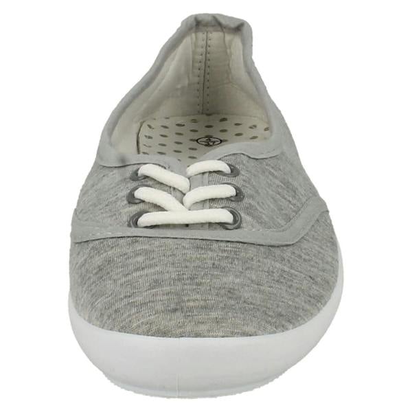 Spot On Ladies Spot On Canvas Flat Ballerina Pumps F8854