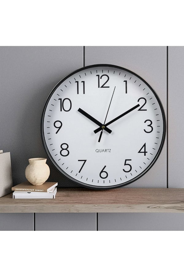 Living and Home 12 Inch Black Non-Ticking Wall Clock