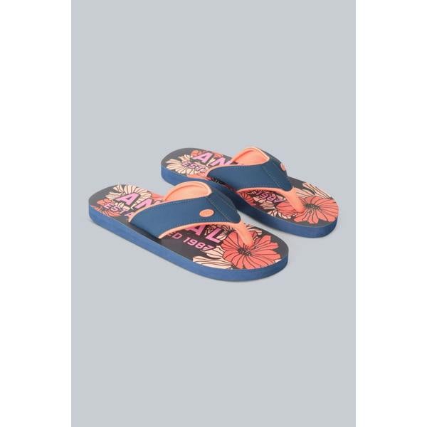 Animal Womens/Ladies Leaf Print Recycled Flip Flops - Coral - 