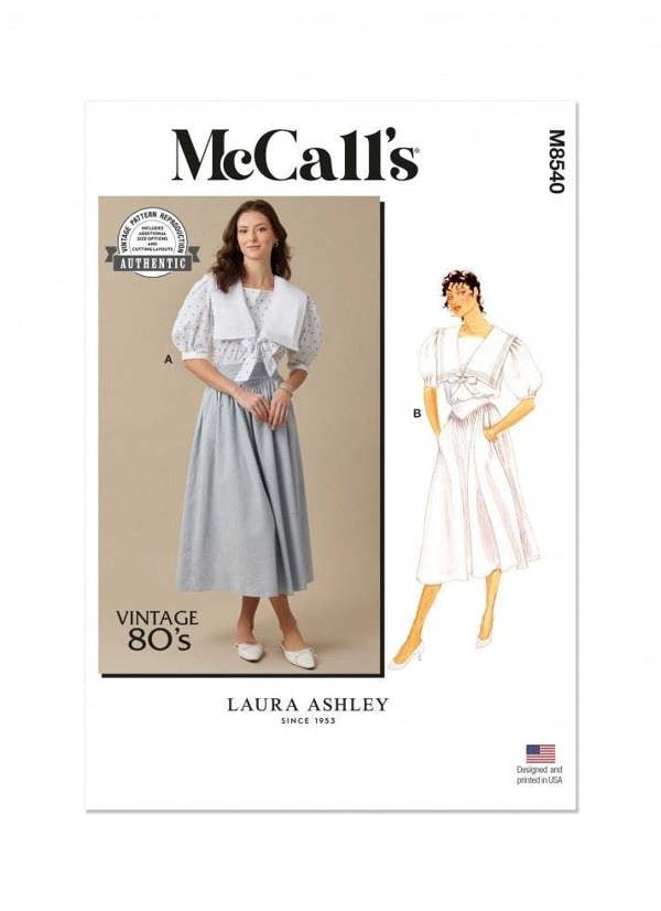 McCalls 8540 Paper Sewing Pattern – Women's Vintage Top & Skirt, Intermediate