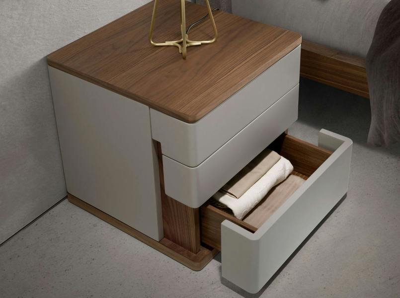 Angel Cerdá Grey wood and walnut bedside table 7166