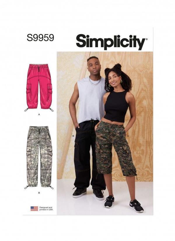 Simplicity Sewing Pattern 9959, Trousers for Men, Women, A (XS-S-M-L-XL-XXL) - Intermediate