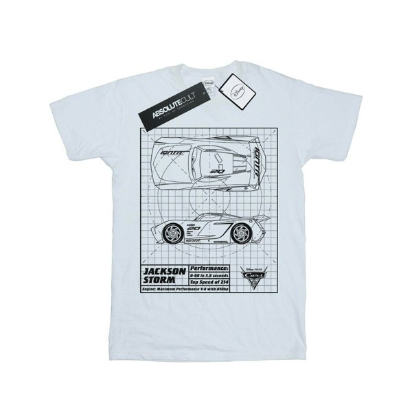 Disney Boys Cars Jackson Storm Blueprint T-Shirt - White