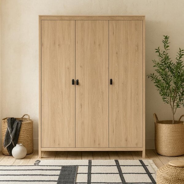 Wyld Haus Wildberry Natural Oak Wood Wardrobe 3 Doors