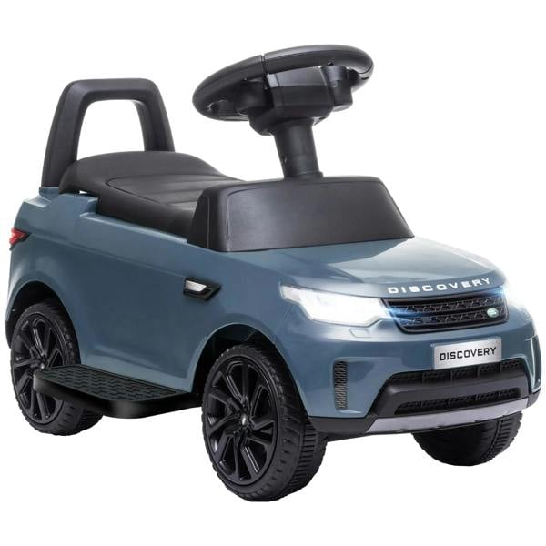 Land Rover licensed kids electric ride-on car, light blue, front LED headlights, black wheels
