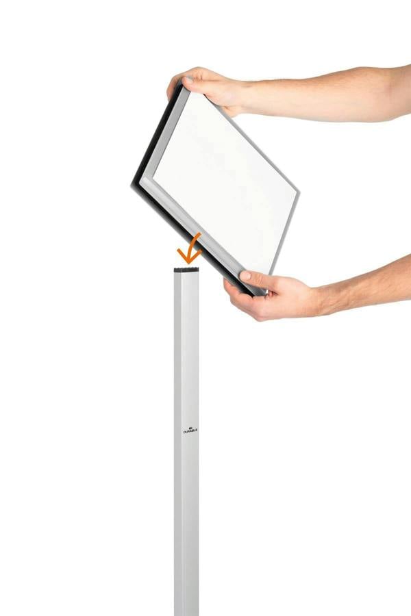 Durable INFO STAND OUTDOOR Stainless Steel Floor Sign | A3 Display Panel | Grey