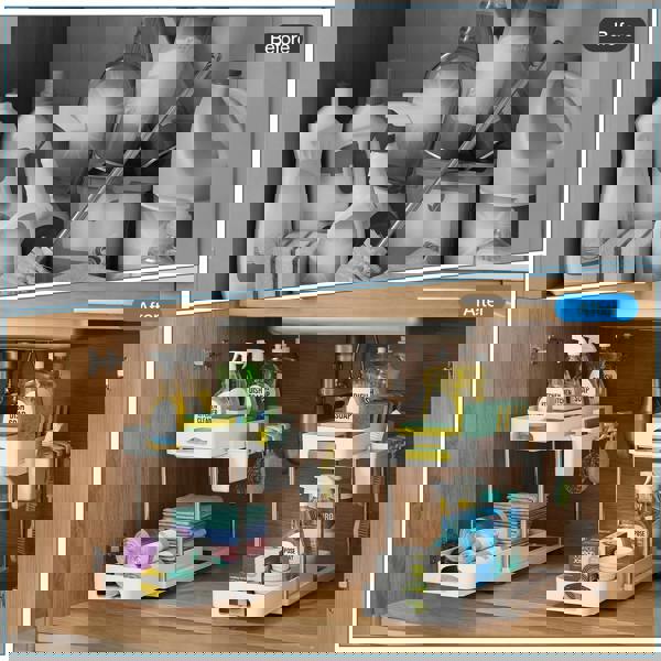 Toque Under Sink Organiser Two Slide-Out Drawers Kitchen Storage 2pcs White