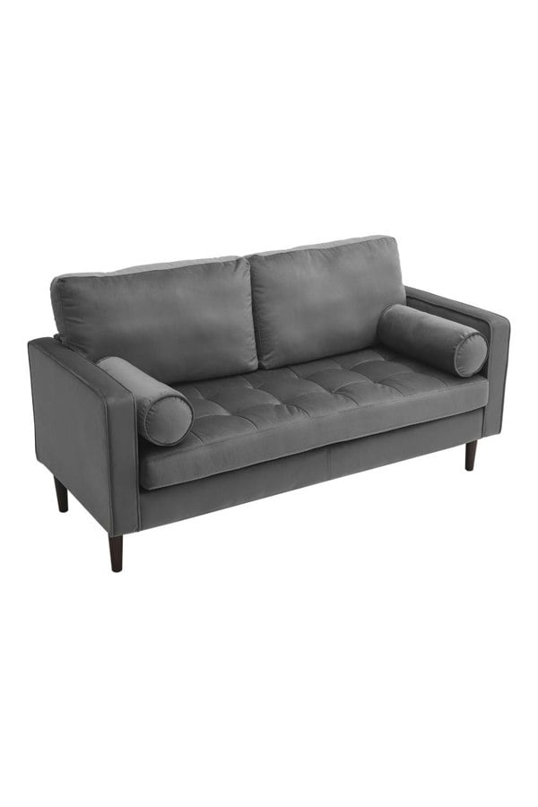 Living and Home 2-Seat Velvet Sofa with Bolster Pillows