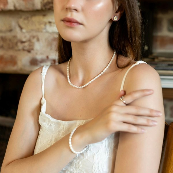 Spero London Natural Freshwater Real Seed Pearl Strand Bracelet
