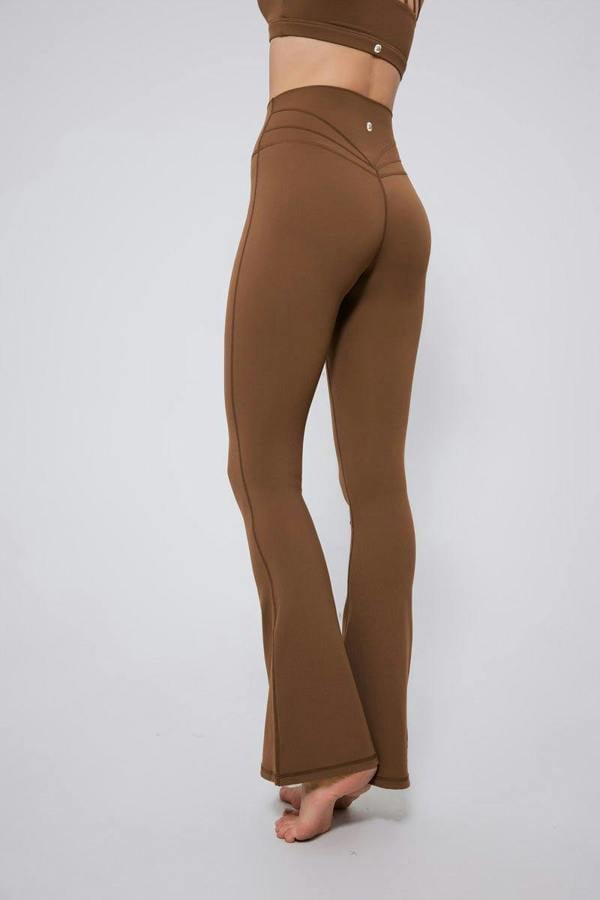 Anniou High Waisted Bootcut Leggings - Brown