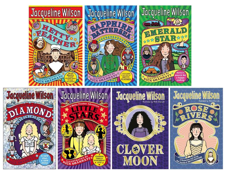 Jacqueline Wilson Collection 7 Books Set (Hetty Feather, Sapphire Battersea, Emerald Star, Diamond, Little Stars, Clover Moon & Rose Rivers)