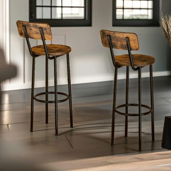 Rafaelo Mobilia Set of 2 Bar Stools with Backrest